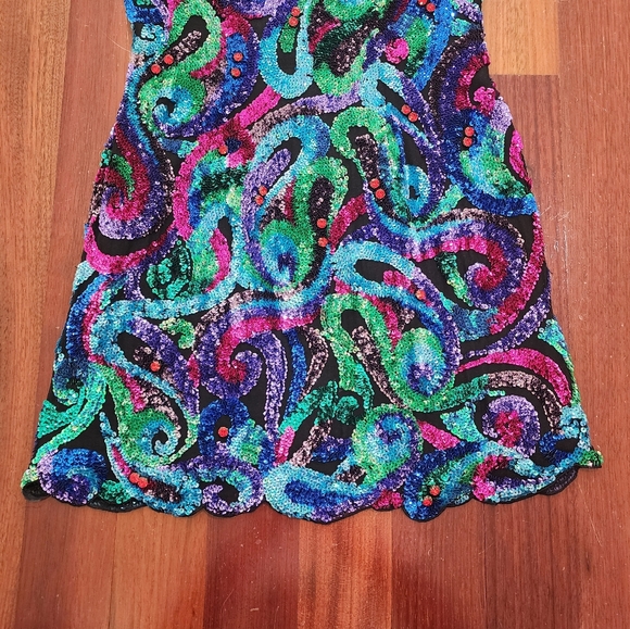 Vintage Sherri Hill Rainbow Sequin Swirl Dress | Size 2 - Picture 5 of 5